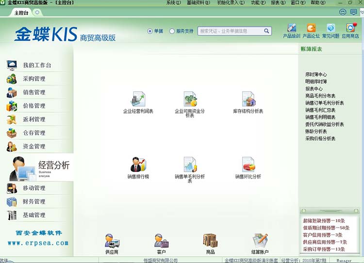 金蝶kis商贸高级版6.0经营分析