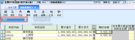 人民币科目数据录入