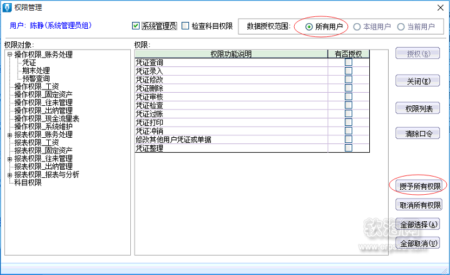 “权限管理”窗口